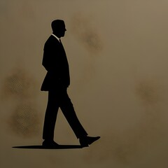 Silhouette of a lonely business man on a brown background