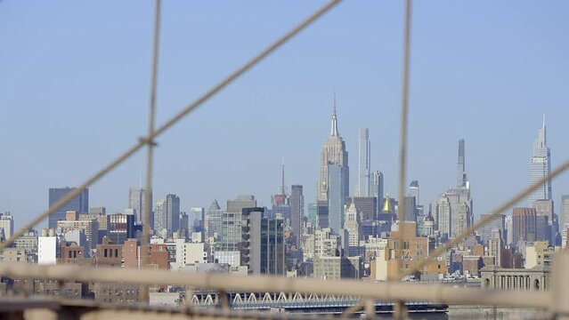 Skyline of Midtown Manhattan view from Brooklyn Bridge - travel photography