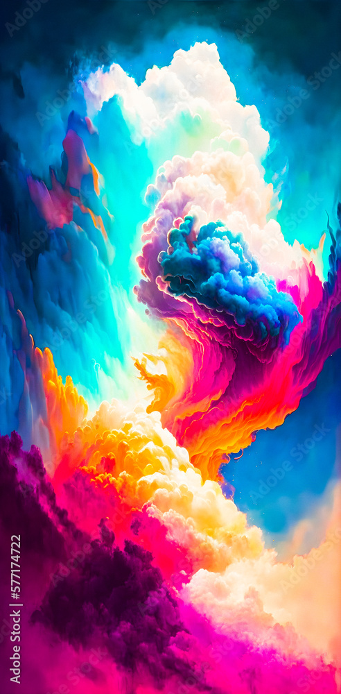 Wall mural Abstract vibrant colorful cloudscape portrait wallpaper - generative AI
