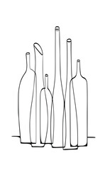 Composition of  glass bottles , isolated. Vector illustration.