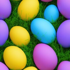 Obraz na płótnie Canvas Easter eggs background in pale colors, generative ai