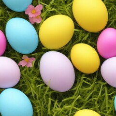 Obraz na płótnie Canvas Easter eggs background in pale colors, generative ai