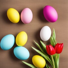 Easter eggs background in pale colors, generative ai