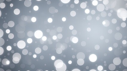 Seamless Abstract White Bokeh Blur Background Texture. Dreamy Soft Focus Wallpaper Backdrop. Light Silver Grey Diffuse Glowing Floating Holid Circle Dots Pattern.