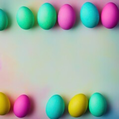 Easter eggs background in pale colors, generative ai