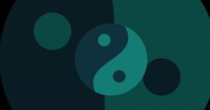 Animation of ying yang on black background