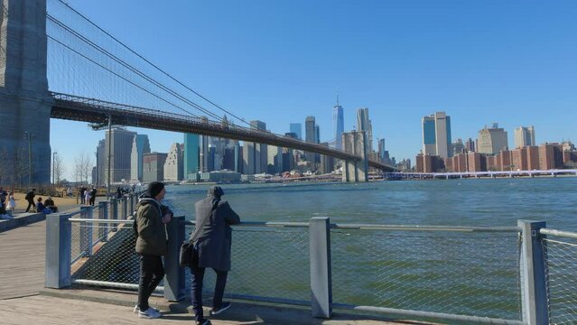 View over Brooklyn Bridge from Brooklyn Bridge Park - travel photography