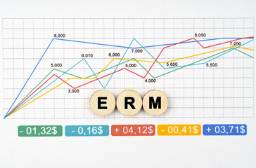 On the business chart are wooden circles with the inscription - ERM