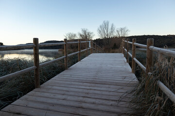 Fototapeta premium foggy lagoon in winter morning