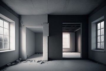 Modern minimalist house under renovation and construction. Generative AI