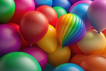 Fototapeta na wymiar colorful balloons with happy holiday party background. generative AI