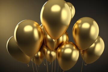 colorful balloons, gold, white, blue. generative AI