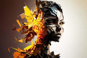 silhouette woman abstract Generative AI Art Illustration