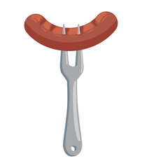 fork grill cutlery with sausage