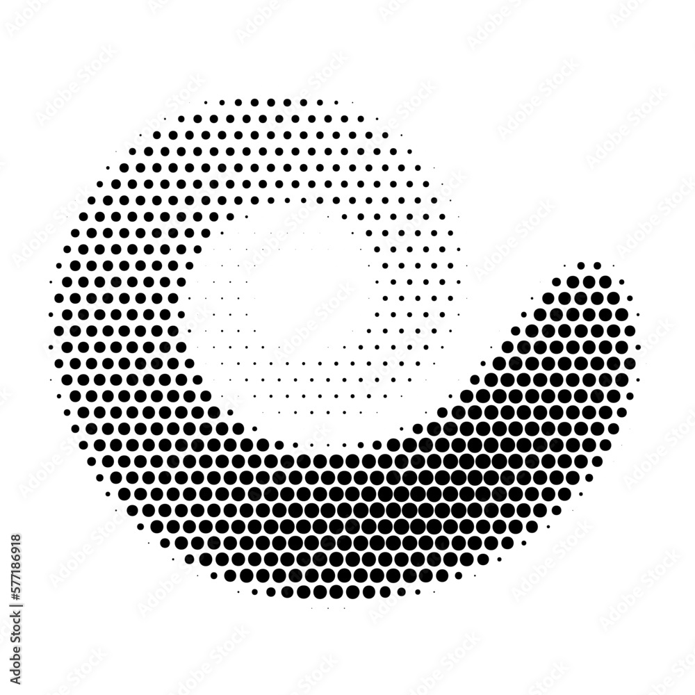 Poster Abstract dotted vector background. Halftone effect. Halftone dotted background circularly distributed. Circle dots isolated on the white backdrop for advertisement. Minimal geometric design template.