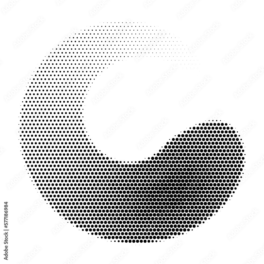 Poster Abstract dotted vector background. Halftone effect. Halftone dotted background circularly distributed. Circle dots isolated on the white backdrop for advertisement. Minimal geometric design template.