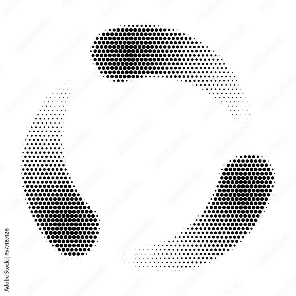 Poster Abstract dotted vector background. Halftone effect. Halftone dotted background circularly distributed. Circle dots isolated on the white backdrop for advertisement. Minimal geometric design template.