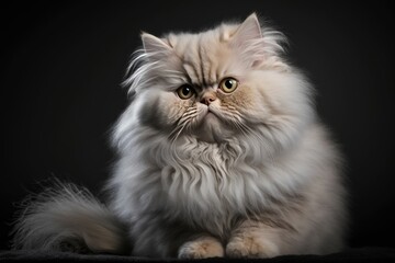 Naklejka na ściany i meble a Persian cat with bright cream hair and very beautiful. Very real photo, with bright blue eyes. generative ai