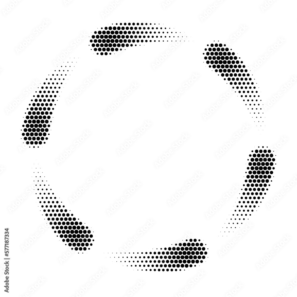 Poster Abstract dotted vector background. Halftone effect. Halftone dotted background circularly distributed. Circle dots isolated on the white backdrop for advertisement. Minimal geometric design template.