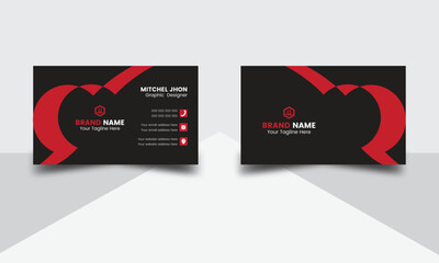 Simple corporate business card design. Flat business card vector design. Double sided business card design. Clean advertising modern design. Unique business card design. 