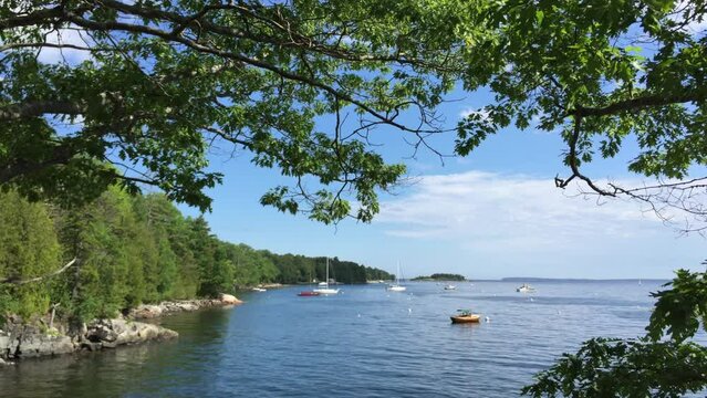 Boats Anchored in Bay on a Summer Afternoon