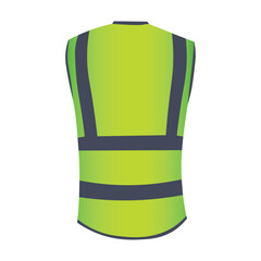 Green-yellow saving vest on white background, back view