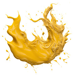 Illustration of melted and splashed cheese cream element. pouring flowing yellow honey water. Transparent PNG is available. generative AI.