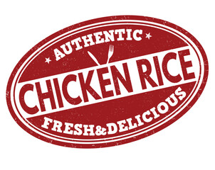 Chicken rice grunge rubber stamp