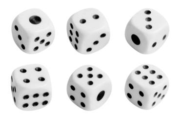Collection of white dices cut out