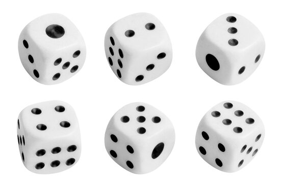 Collection of white dices cut out