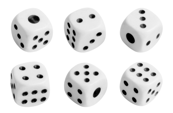 Collection of white dices cut out