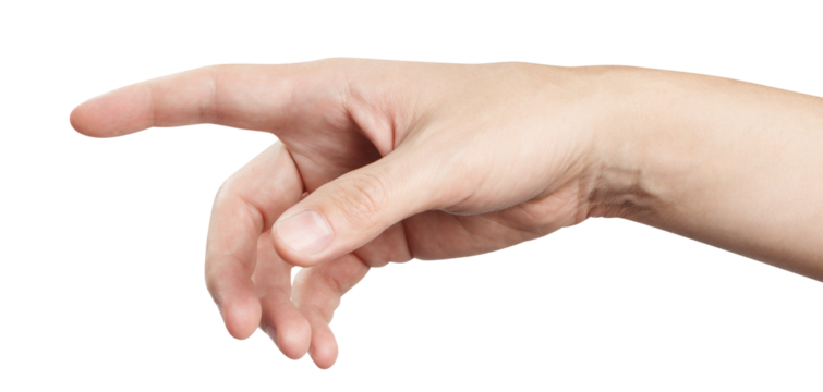 Hand touching or pointing at somebody or something, cut out