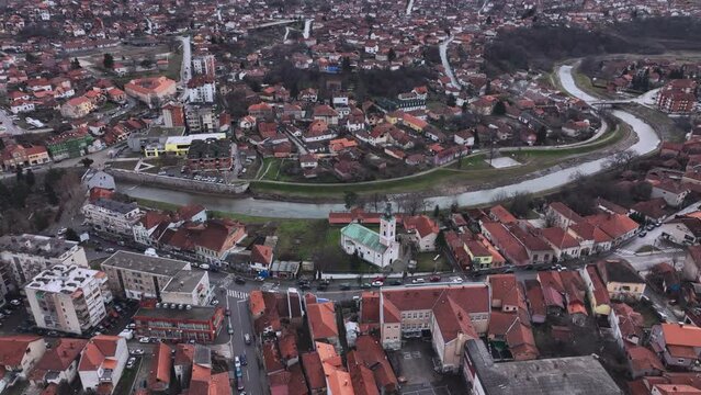 Panorama Of Knjazevac City Center, Aerial View, Serbia