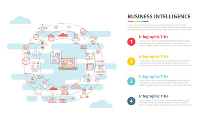 business intelligence concept for infographic template banner with four point list information