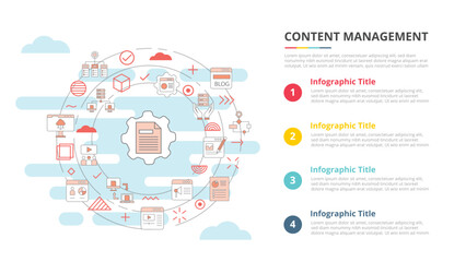 content management concept for infographic template banner with four point list information