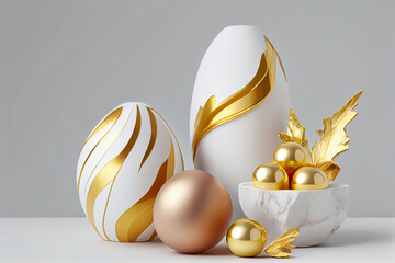 A gold foiled easter egg with gold. Generative ai - obrazy, fototapety, plakaty