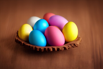Obraz na płótnie Canvas Easter eggs on wooden background.