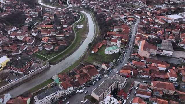 Panorama Of Knjazevac City Center, Aerial View, Serbia