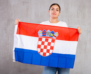 Happy woman supporting Croatia on world championship