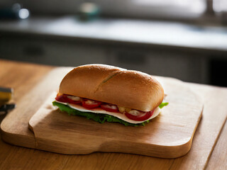 A sandwich with cheese and lettuce and tomato, generative ai