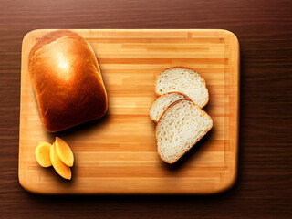 Bread and Slices of Bread on a Bread plank, generative ai