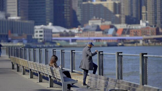 People relax at Brooklyn Bridge Park - travel photography