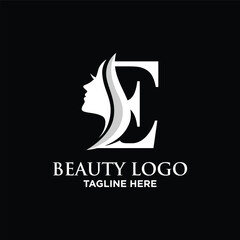 Letter E Beauty Face Logo Design Template Inspiration, Vector Illustration.