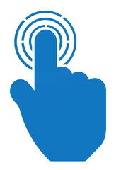 Click computer cursor, hand pointer clicking effect, vector illustration. Blue hand icon. Forefinger. Mouse icon on screen