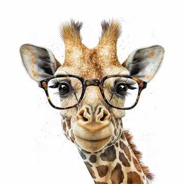 Cute giraffe with glasses (AI Generated)