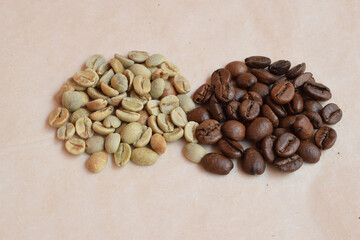 Roasted coffee beans, background with coffee beans
