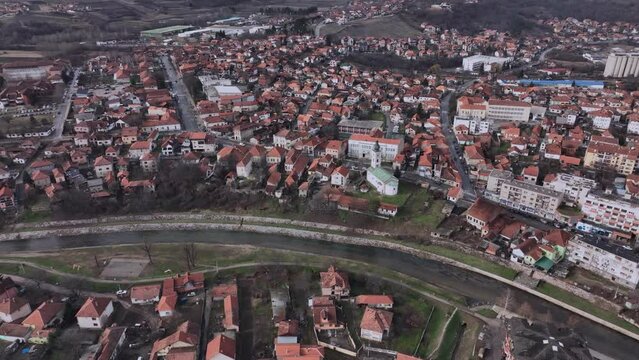 Panorama Of Knjazevac City Center, Aerial View, Serbia