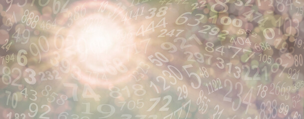 Numerology and glowing spiral random numbers background template - white light bursting through a...