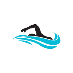 Obraz premium Swimming sport logo ilustration vector design template