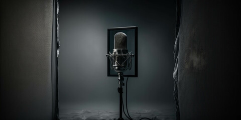 professional microphone in an empty studio